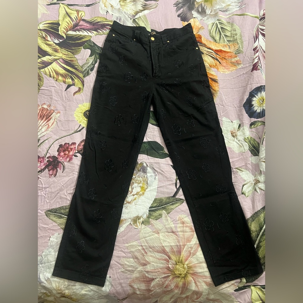 MCM Black Embroidered Pants